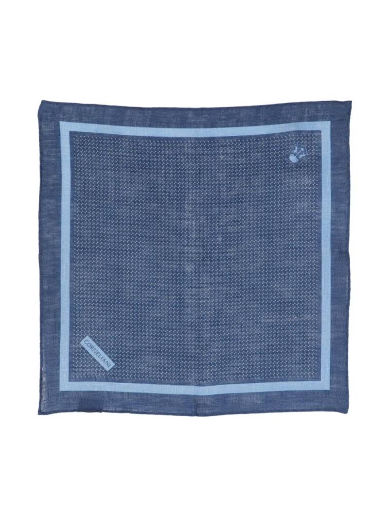 Corneliani logo-print linen handkerchief - Blue von Corneliani