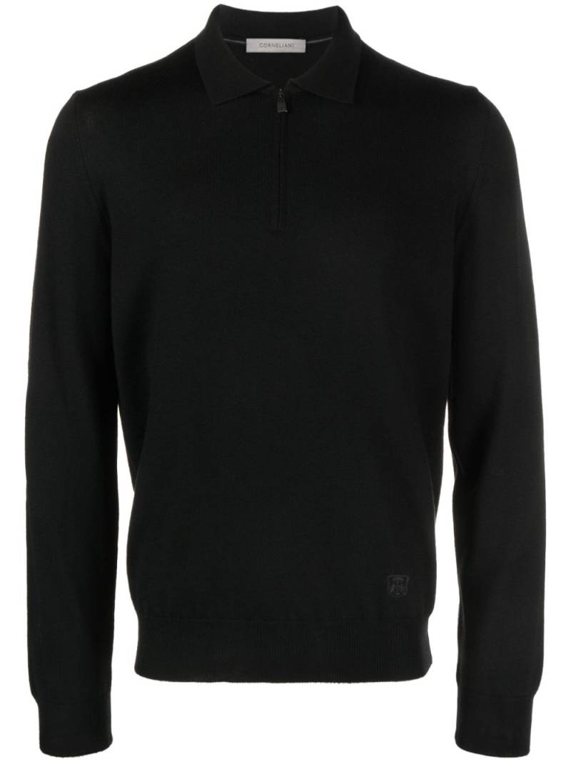 Corneliani short-zip virgin wool jumper - Black von Corneliani