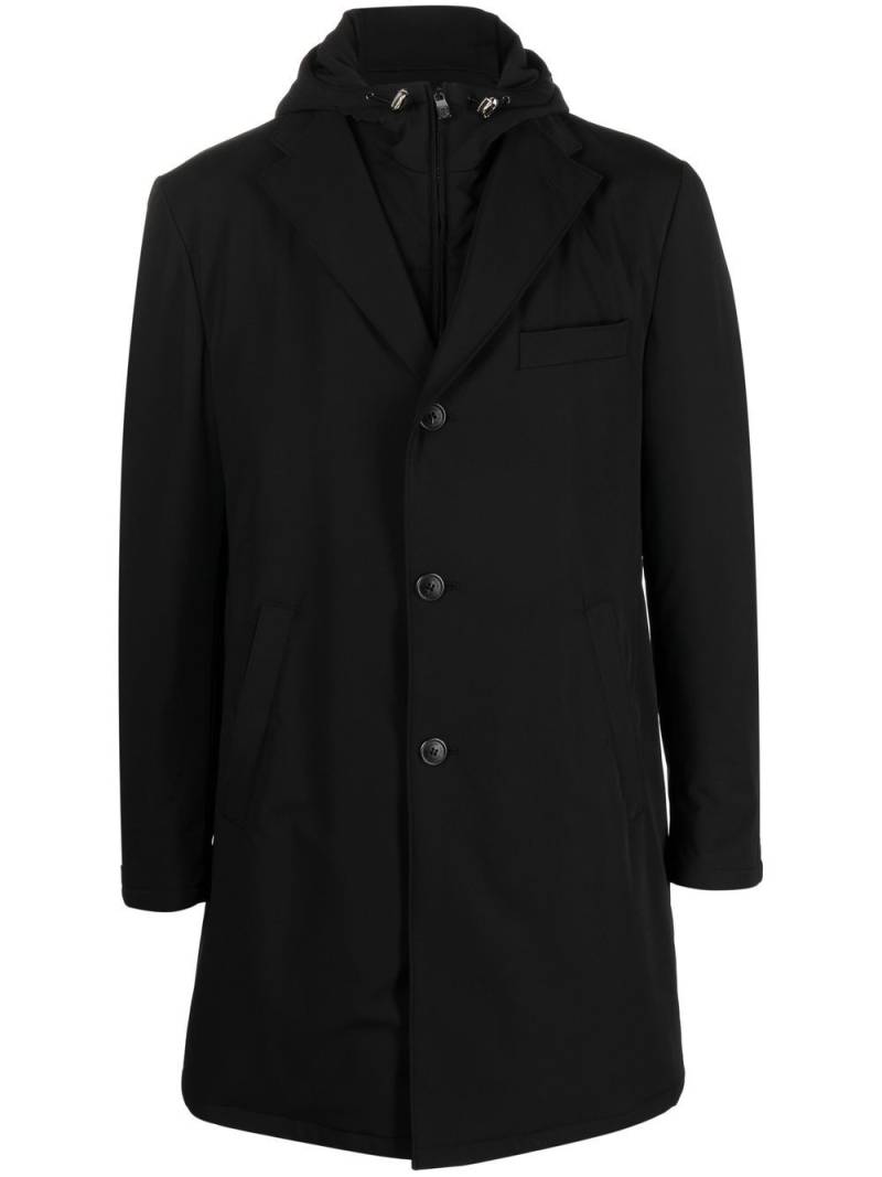 Corneliani single-breasted hooded lightweight jacket - Black von Corneliani