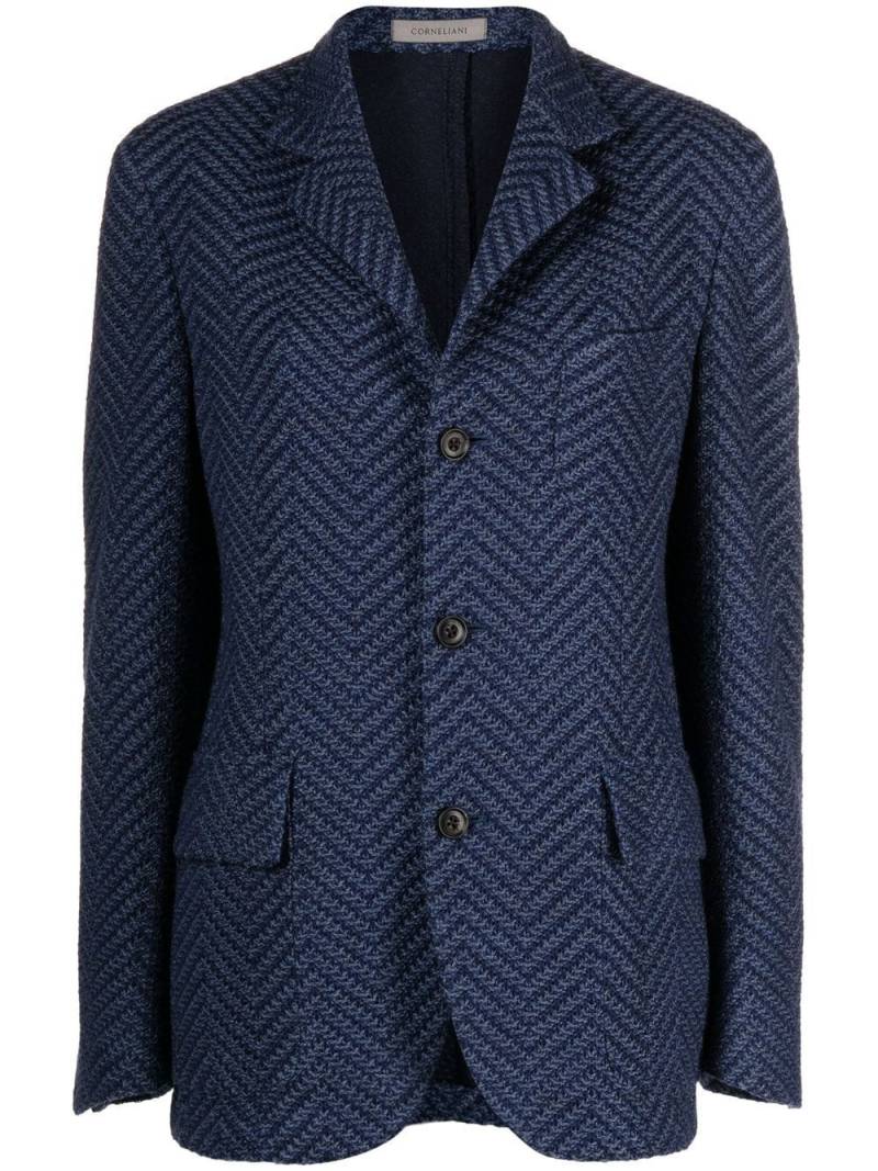 Corneliani tricot-knit virgin wool blazer - Blue von Corneliani