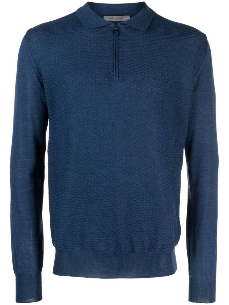 Corneliani waffle-knit wool polo shirt - Blue von Corneliani