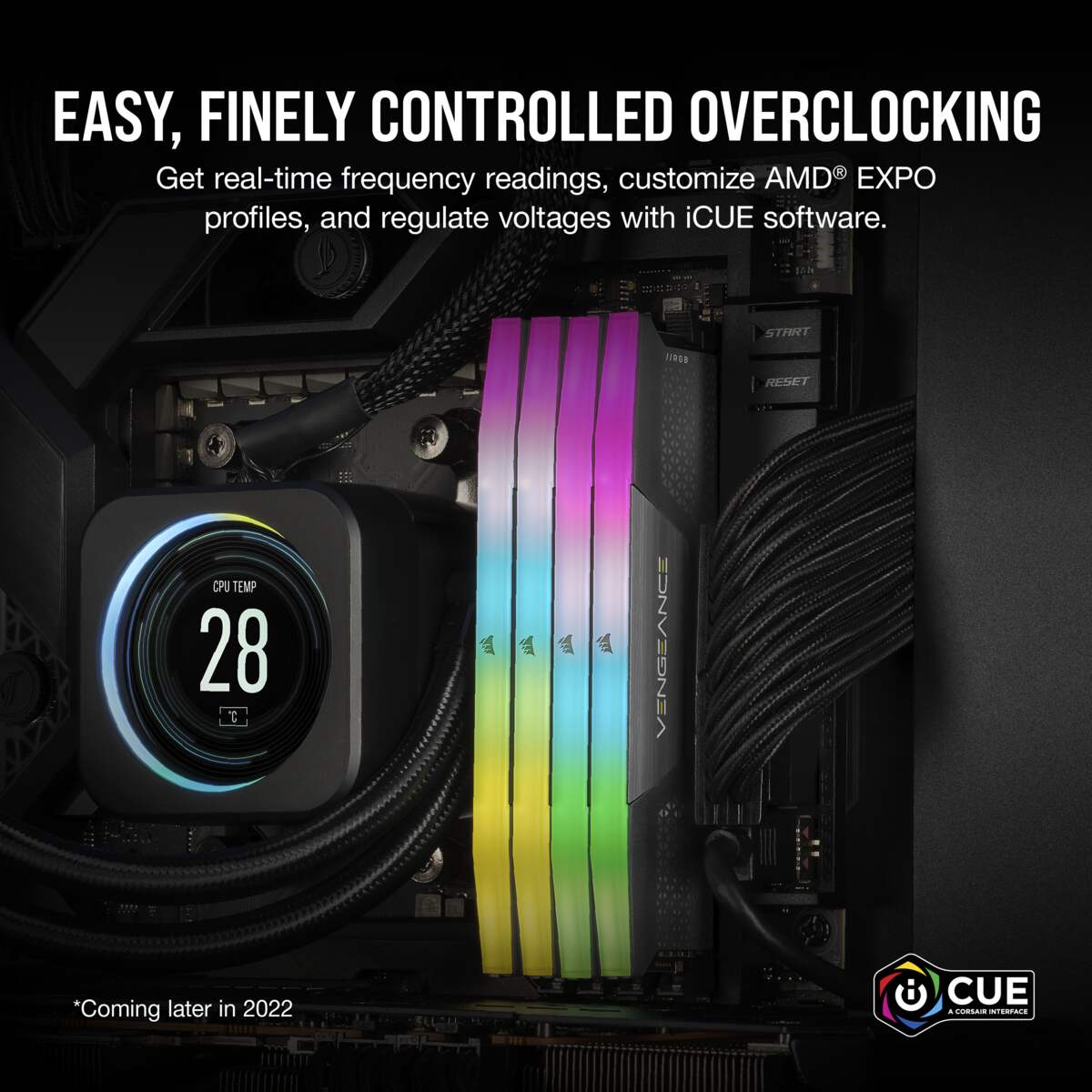 Corsair Arbeitsspeicher »VENGEANCE RGB DDR5 5600MT/s 64GB (4x16GB)«, optimiert für AMD-Mainboards, RGB von Corsair