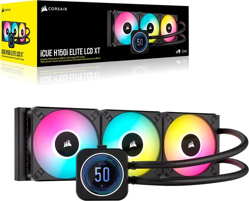 Corsair CPU Kühler »iCUE H150i ELITE LCD XT Liquid CPU Cooler«, (1 St.), RGB Beleuchtung, iCUE von Corsair