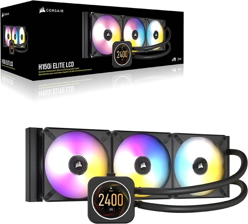 Corsair CPU Kühler »iCUE H150i ELITE with LCD- Display«, (1 St.), RGB Beleuchtung, iCUE von Corsair