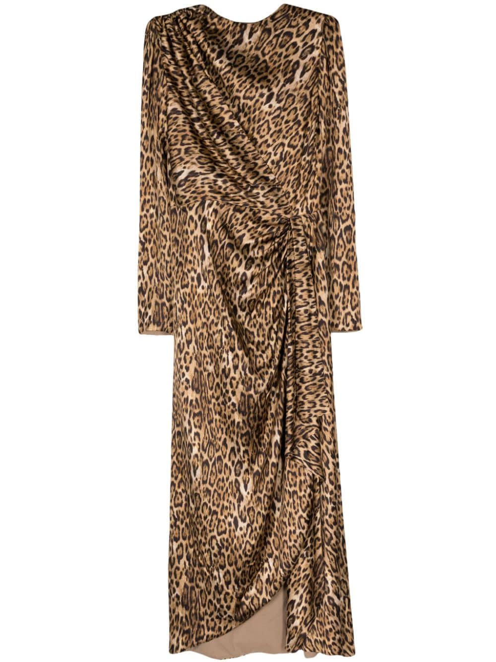 Costarellos Lala leopard-print draped dress - Brown von Costarellos