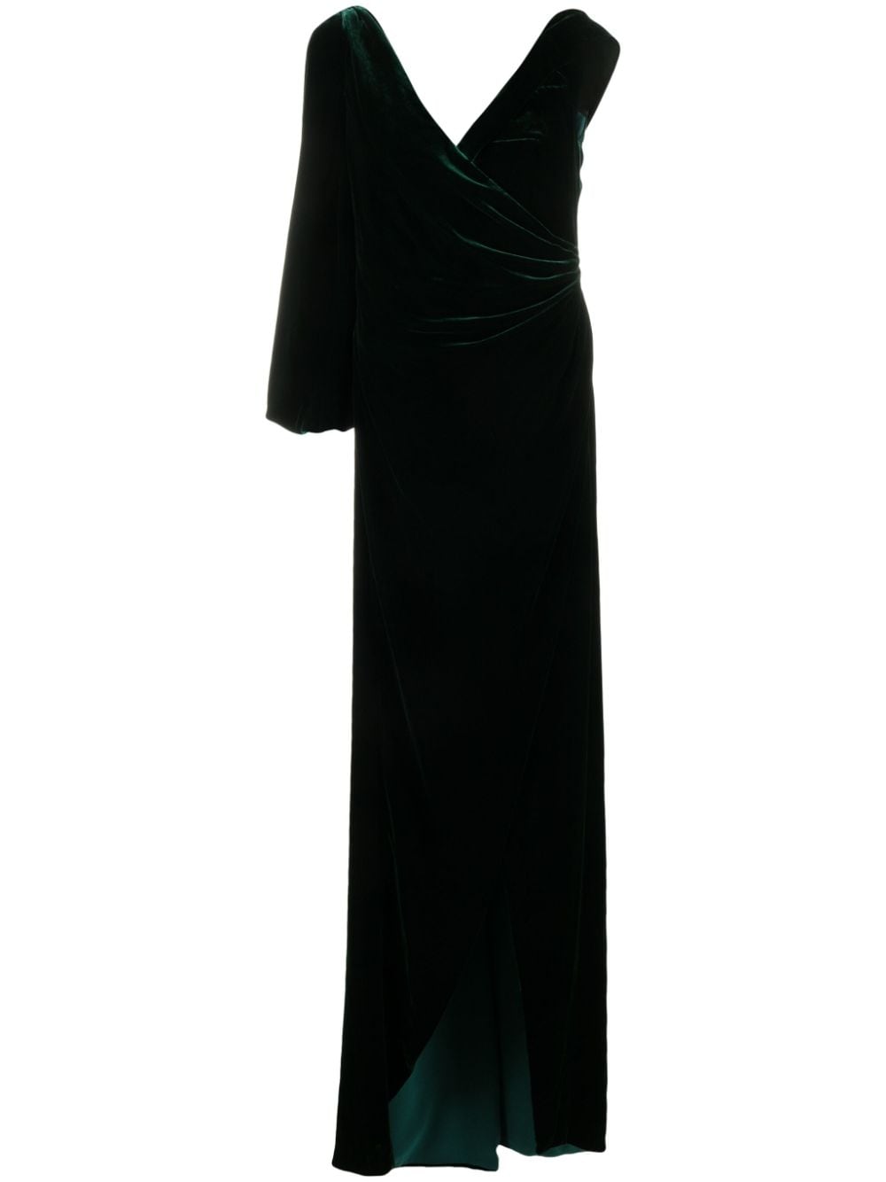 Costarellos Rubinia asymmetric velvet gown - Green von Costarellos