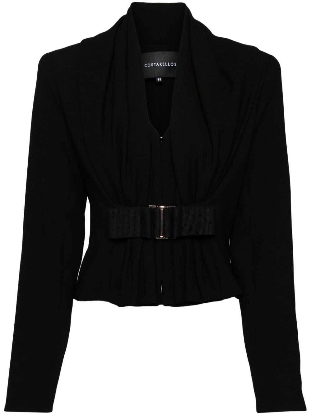 Costarellos crepe wool cropped jacket - Black von Costarellos