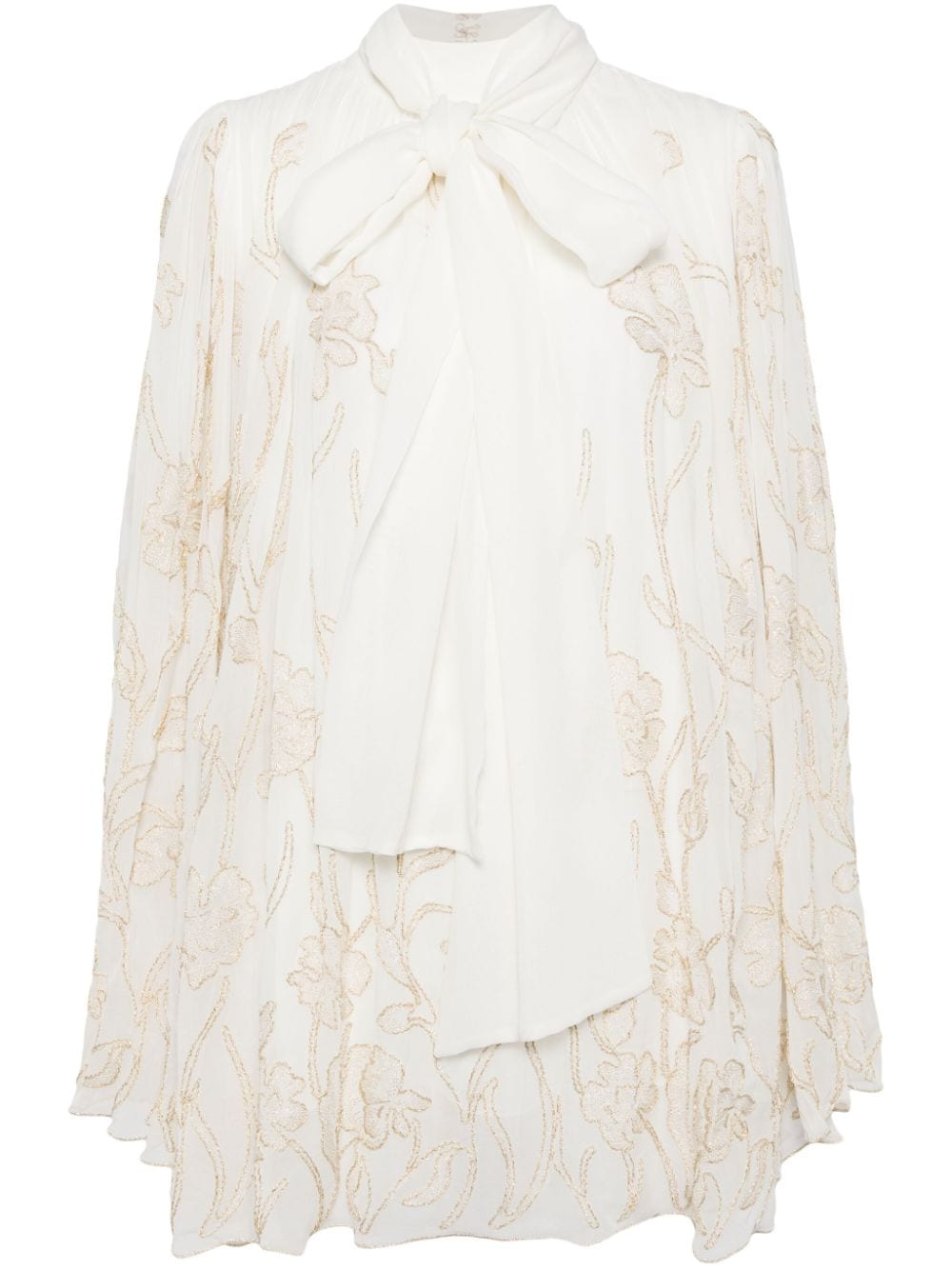 Costarellos floral-embroidered mini dress - White von Costarellos