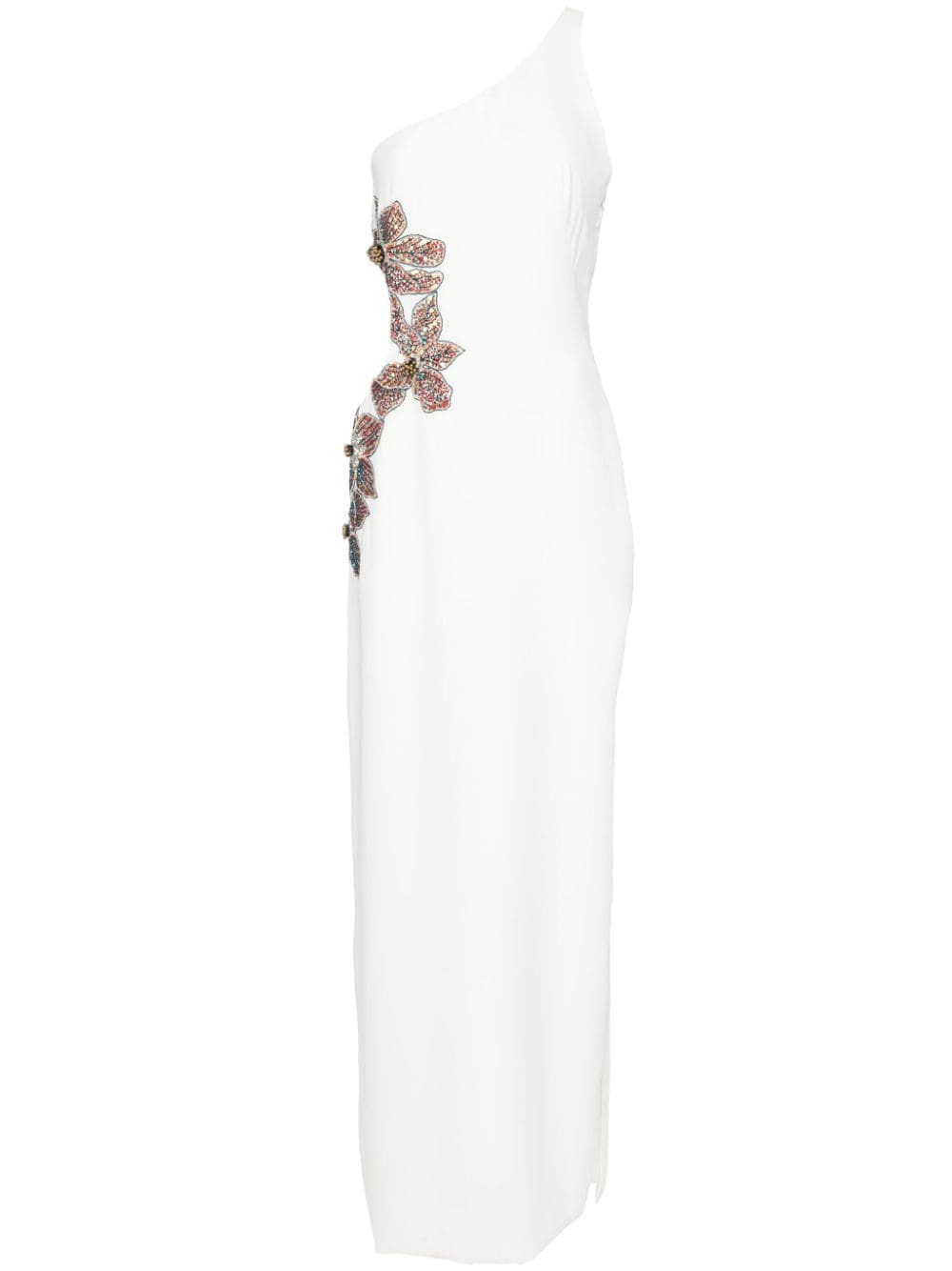 Costarellos floral-appliqué one-shoulder maxi dress - White von Costarellos