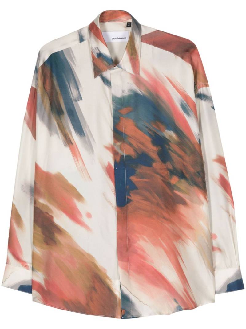 Costumein brush-stroke silk shirt - Neutrals von Costumein