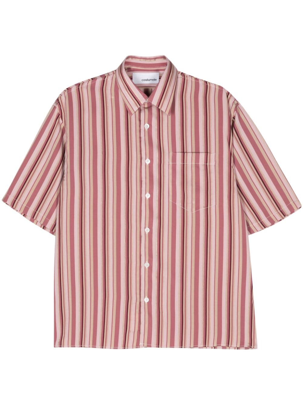 Costumein stripe-pattern short-sleeve shirt - Pink von Costumein