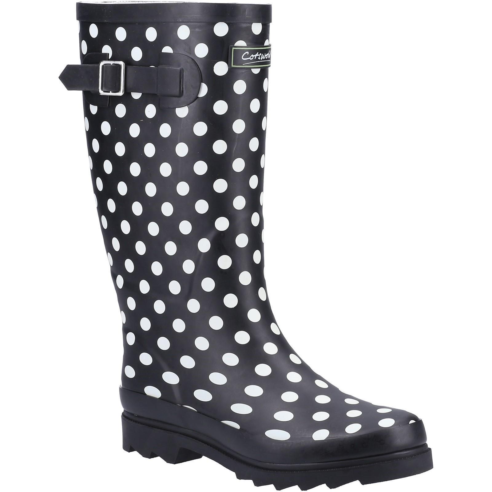 Gummistiefel, Punktemuster Damen Schwarz 39.5 von Cotswold