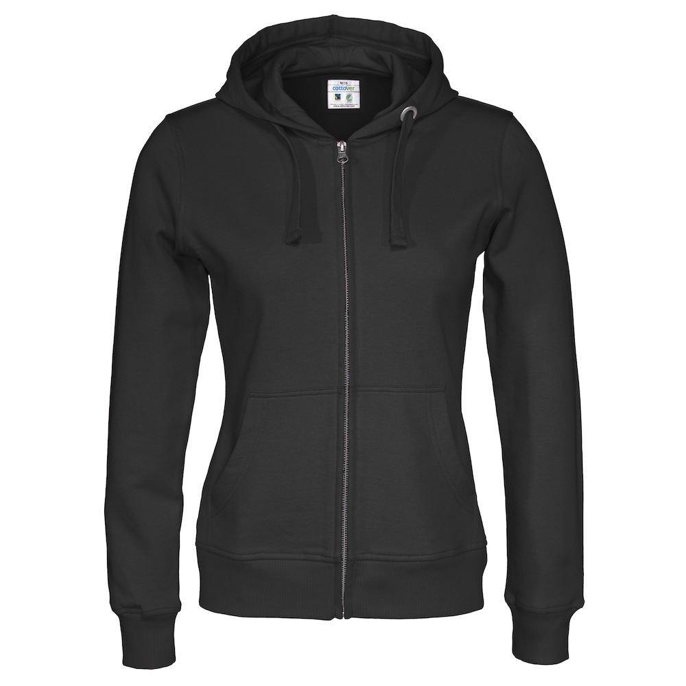 Hoodie Mit Durchgehendem Reißverschluss Damen Schwarz XL von Cottover