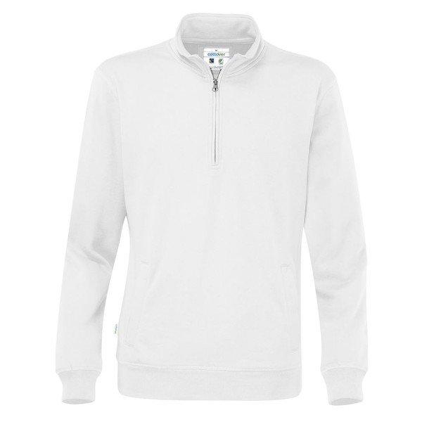 Cottover - Sweatshirt mit halbem Reißverschluss, für Herren, Weiss, Größe L von Cottover