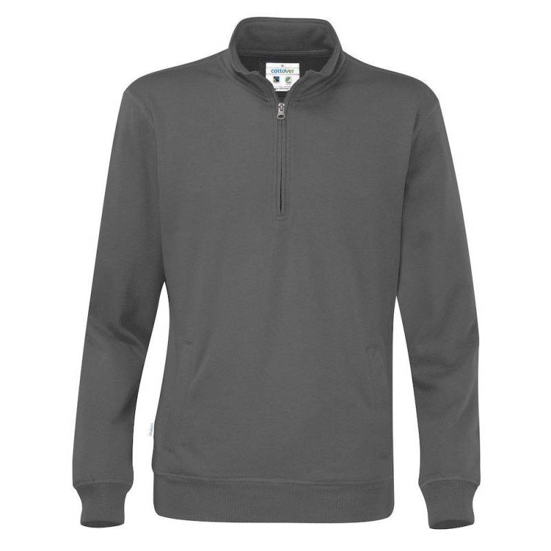 Sweatshirt Mit Halbem Reißverschluss Herren Charcoal Black L von Cottover