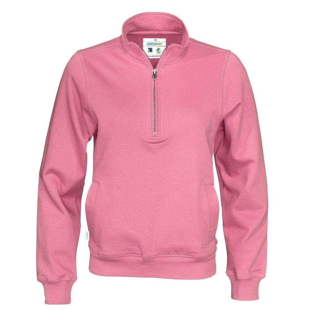 Sweatshirt Mit Halbem Reißverschluss Herren Pink M von Cottover