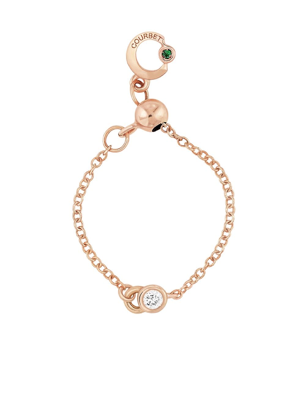 Courbet 18kt recycled rose gold laboratory-grown diamond CO adjustable chain ring - Pink von Courbet