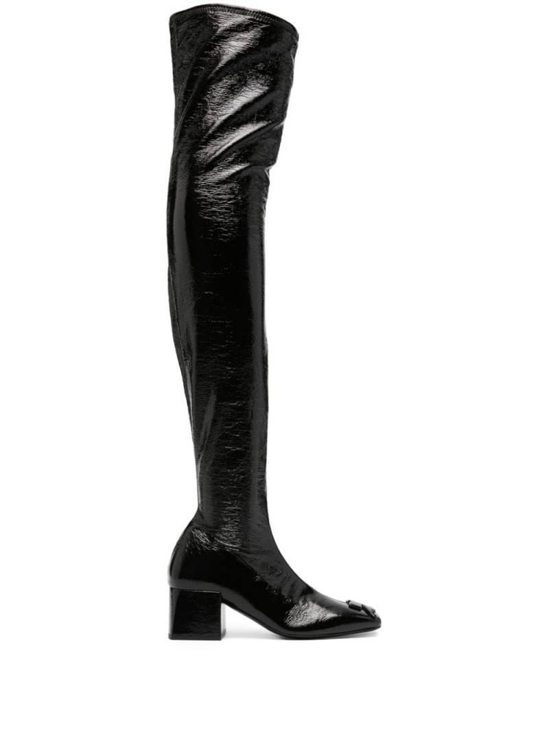 Courrèges 60mm logo-plaque leather boots - Black von Courrèges