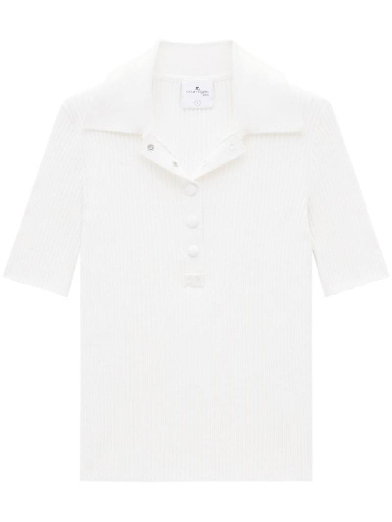 Courrèges AC ribbed-knit polo shirt - White von Courrèges