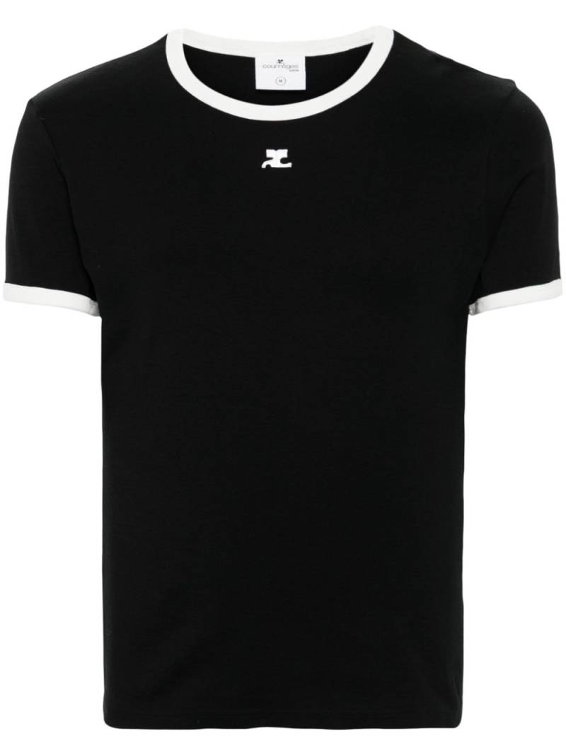 Courrèges Contrast cotton T-shirt - Black von Courrèges