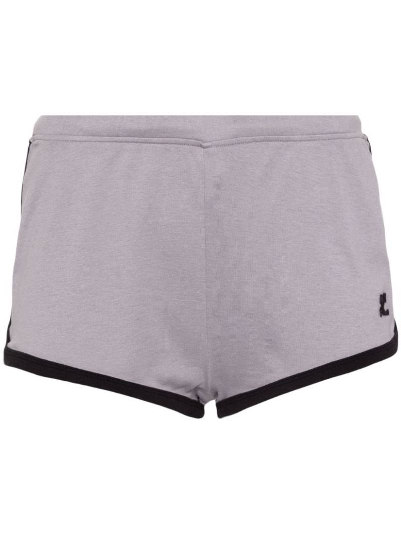 Courrèges Contrast cotton mini shorts - Grey von Courrèges