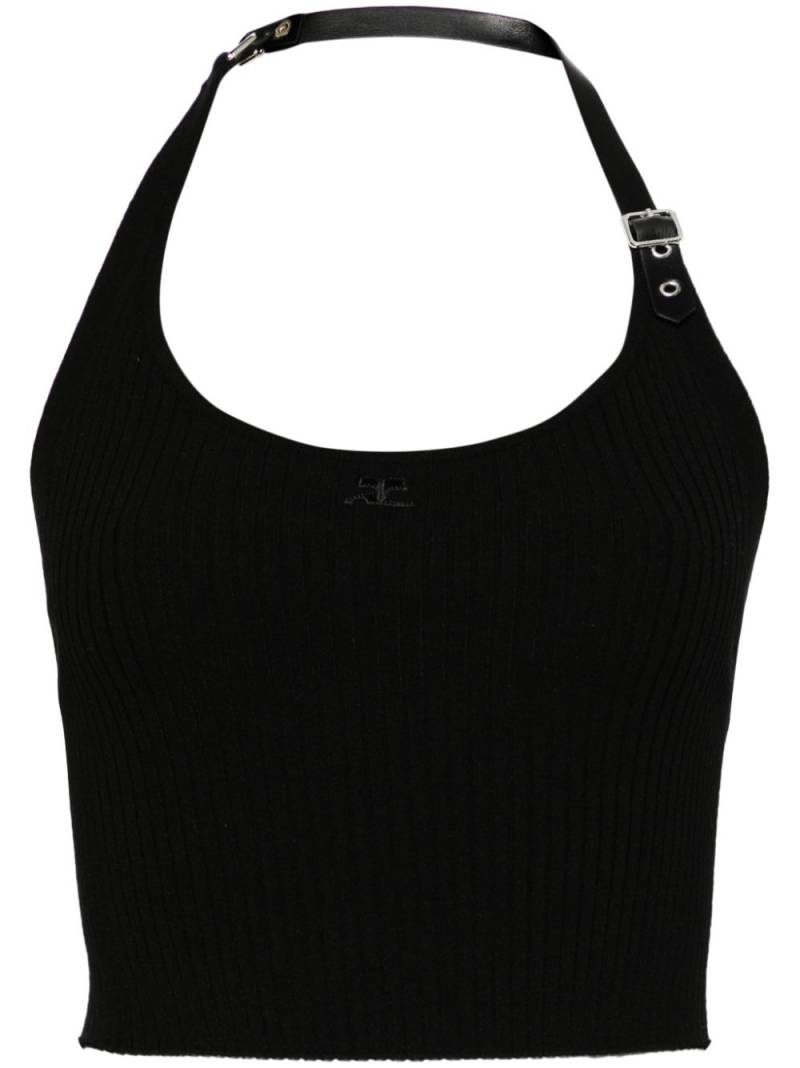 Courrèges Holistic Buckle logo-patch knitted tank top - Black von Courrèges