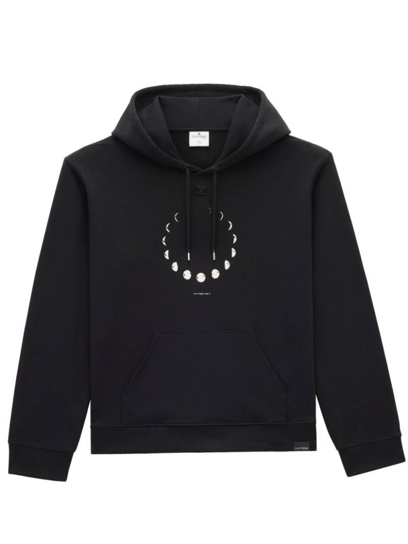 Courrèges Moon-print cotton hoodie - Black von Courrèges