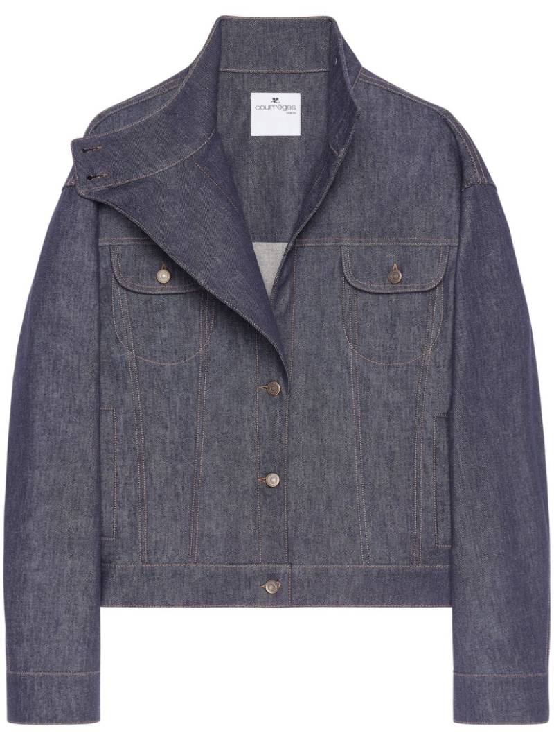 Courrèges Motorcycle denim jacket - Grey von Courrèges