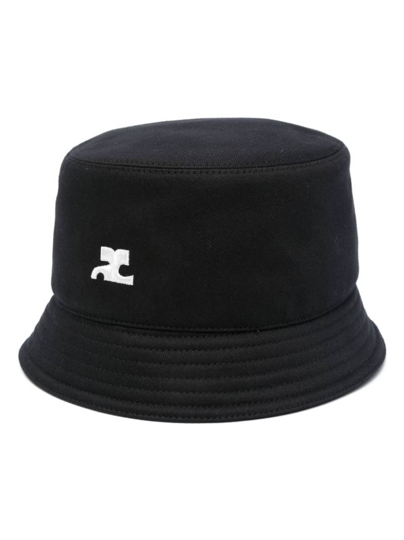 Courrèges Signature logo-appliqué bucket hat - Black von Courrèges