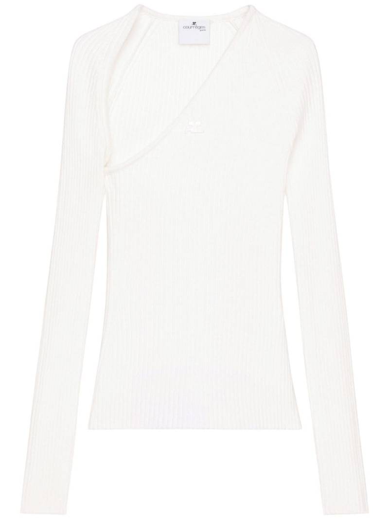 Courrèges Slash ribbed-knit top - White von Courrèges