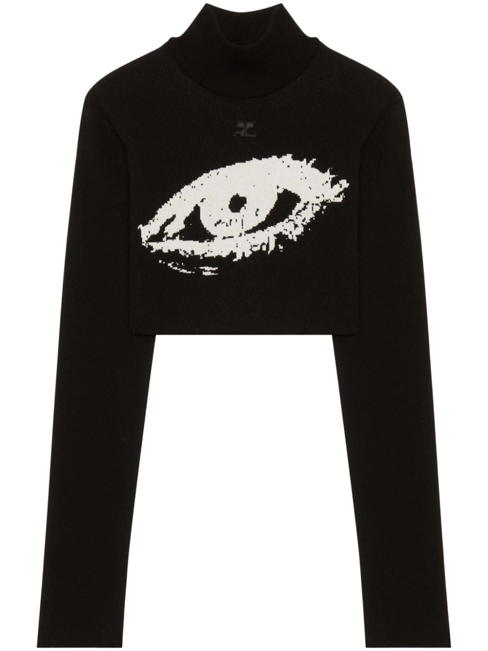 Courrèges The Eye fine-ribbed cropped jumper - Black von Courrèges