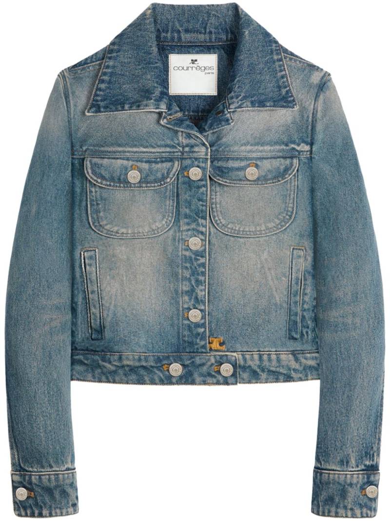 Courrèges Trucker logo-embroidered denim jacket - Blue von Courrèges