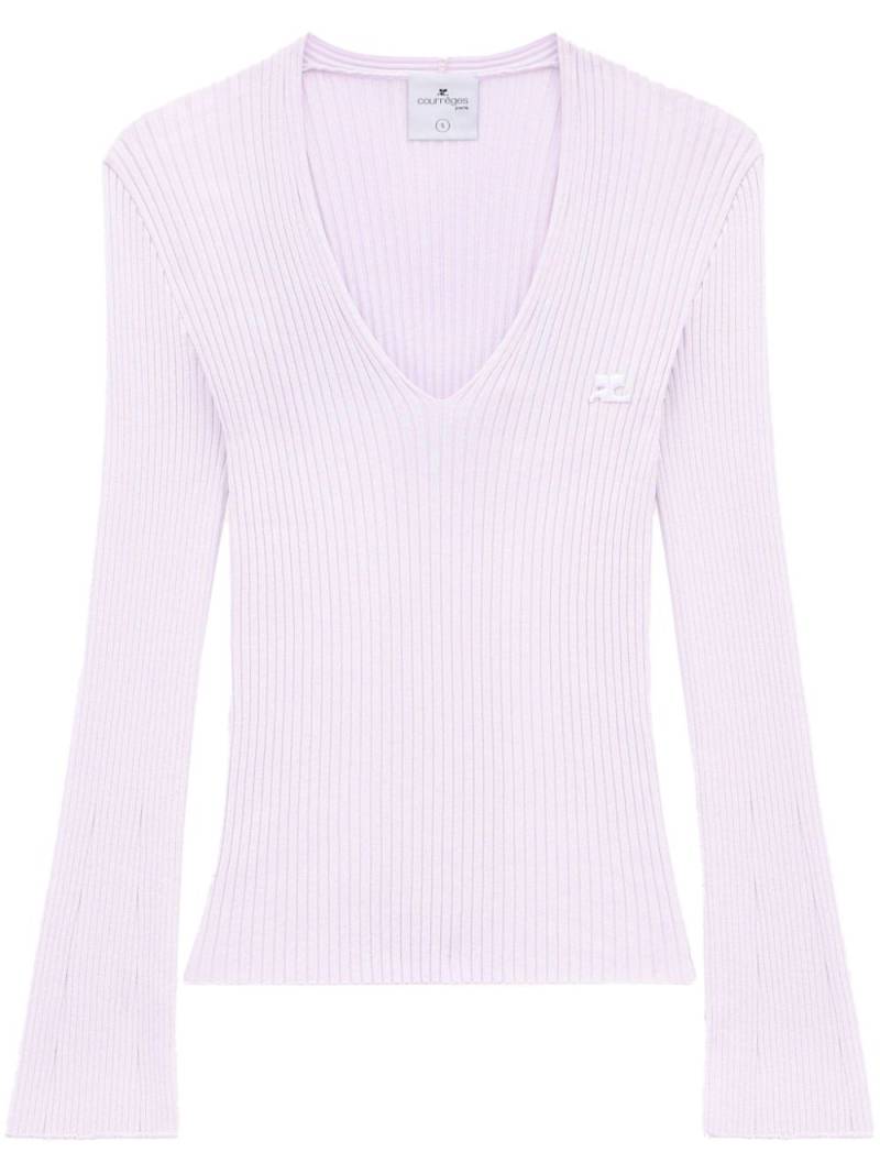 Courrèges V-neck ribbed jumper - Pink von Courrèges