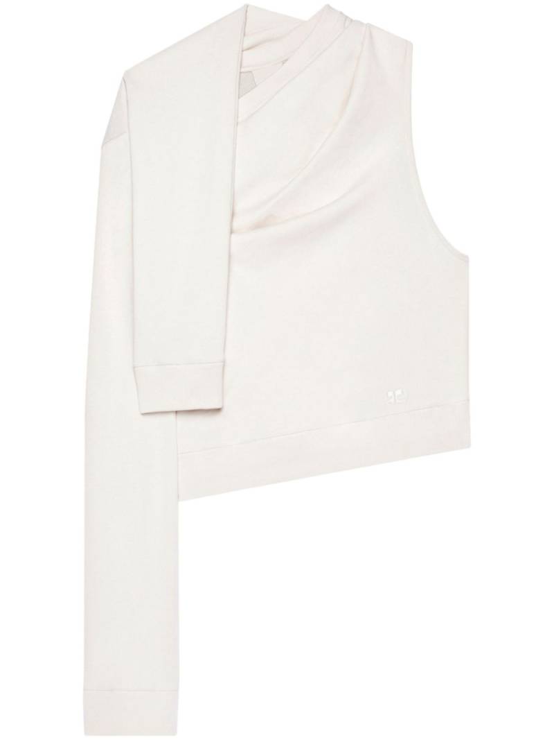 Courrèges asymmetric off-shoulder sweatshirt - Neutrals von Courrèges