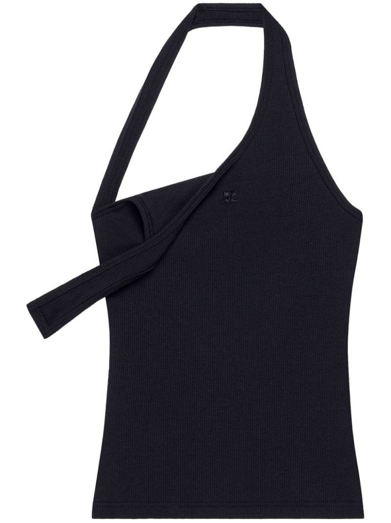 Courrèges asymmetric ribbed-knit tank top - Black von Courrèges