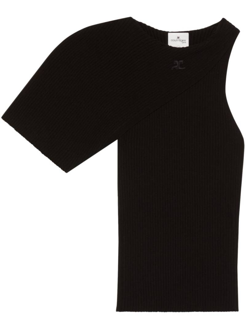 Courrèges asymmetric wave ribbed-knit jumper - Black von Courrèges