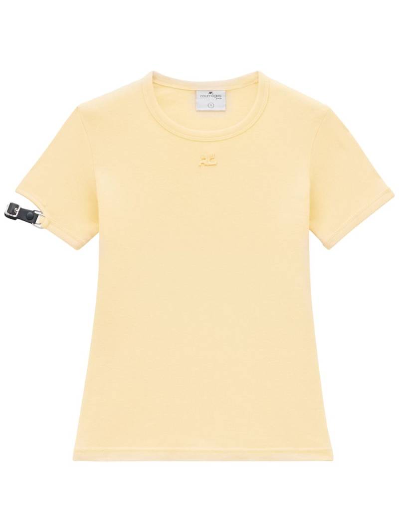 Courrèges buckle-detail T-shirt - Yellow von Courrèges