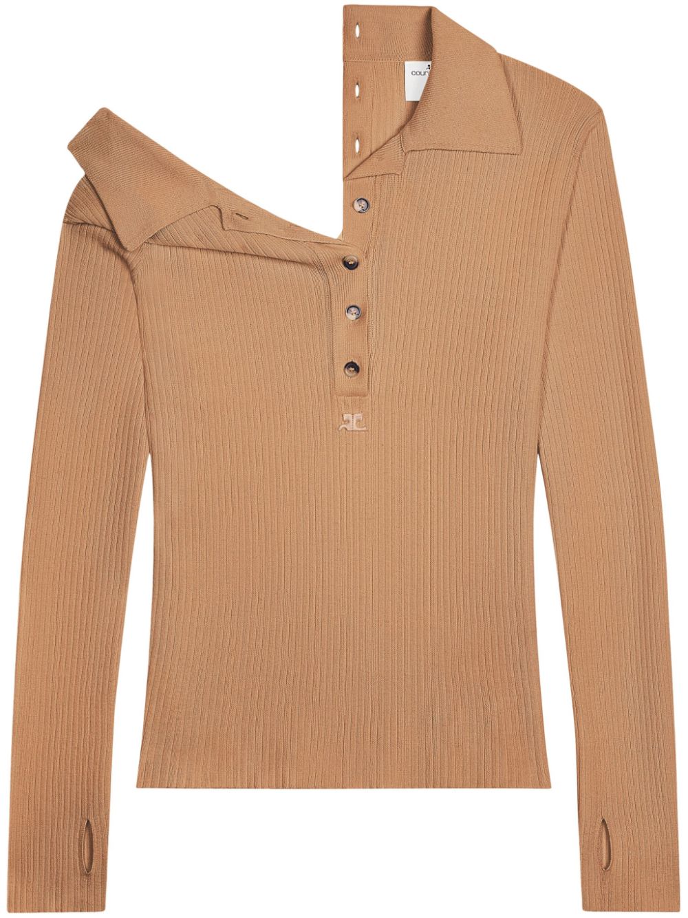 Courrèges button-fastening cotton-blend jumper - Neutrals von Courrèges