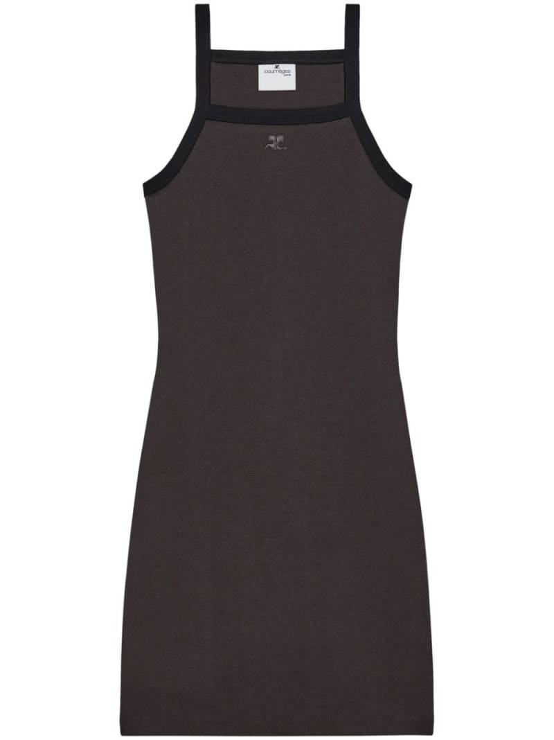 Courrèges contrast-trim cotton mini dress - Brown von Courrèges