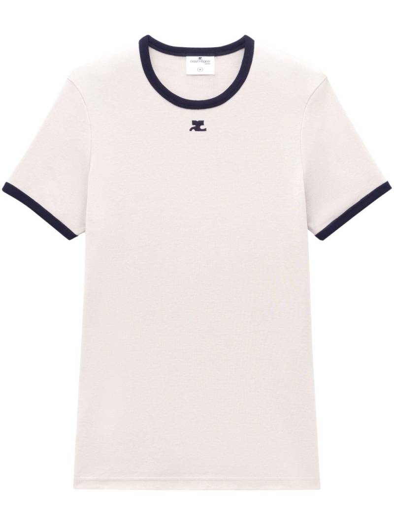 Courrèges contrasting-border T-shirt - Neutrals von Courrèges