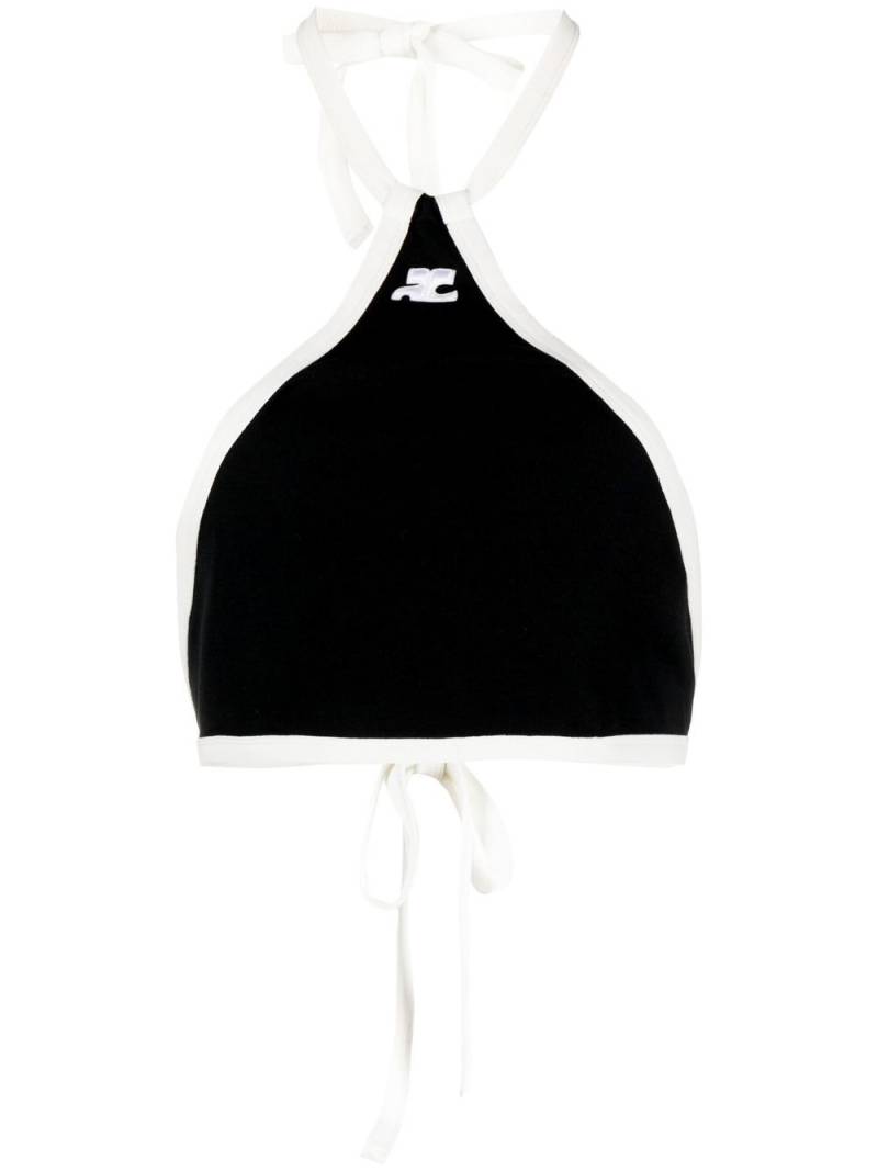 Courrèges cotton halterneck crop top - Black von Courrèges