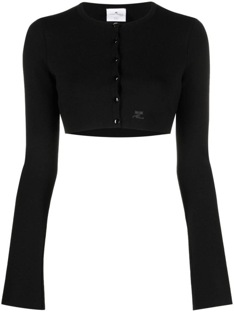 Courrèges crew-neck cropped cardigan - Black von Courrèges