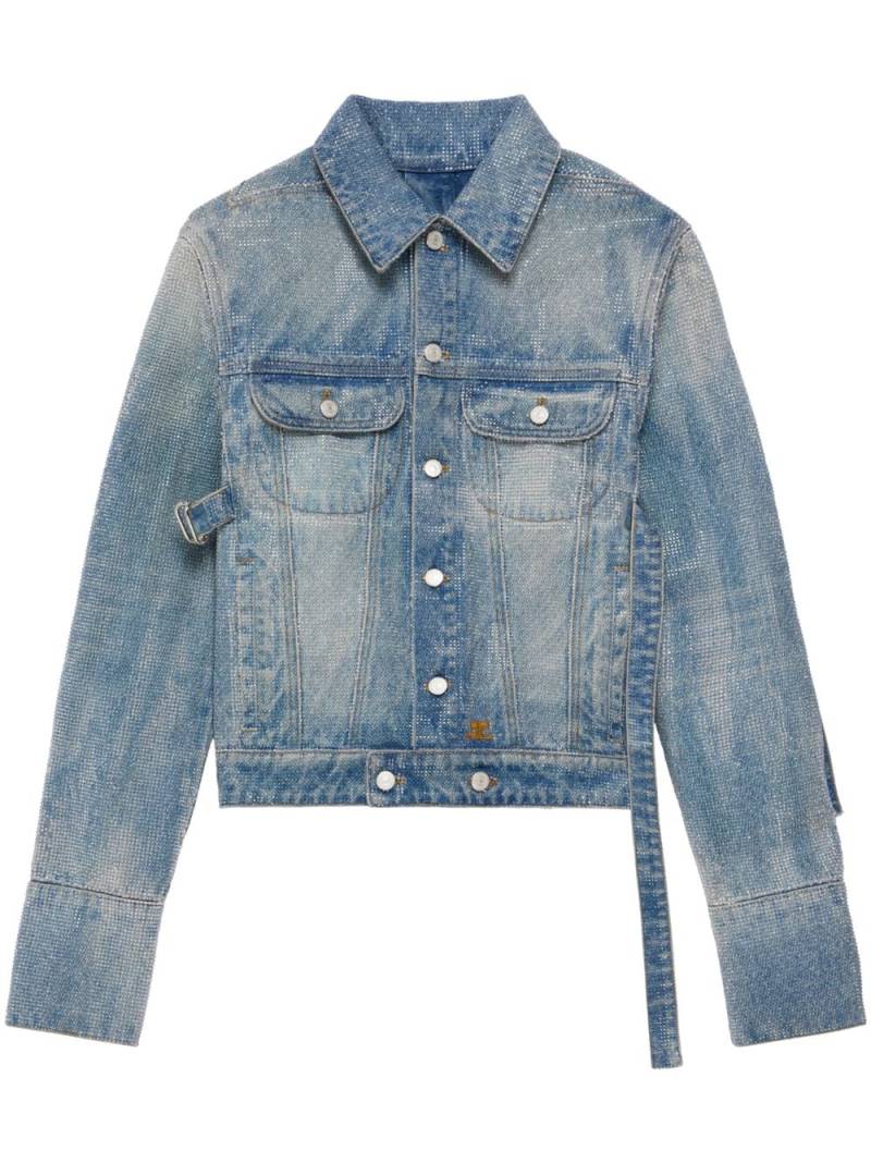 Courrèges crystal-embellished denim jacket - Blue von Courrèges