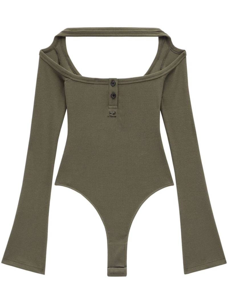 Courrèges cut-out ribbed bodysuit - Green von Courrèges