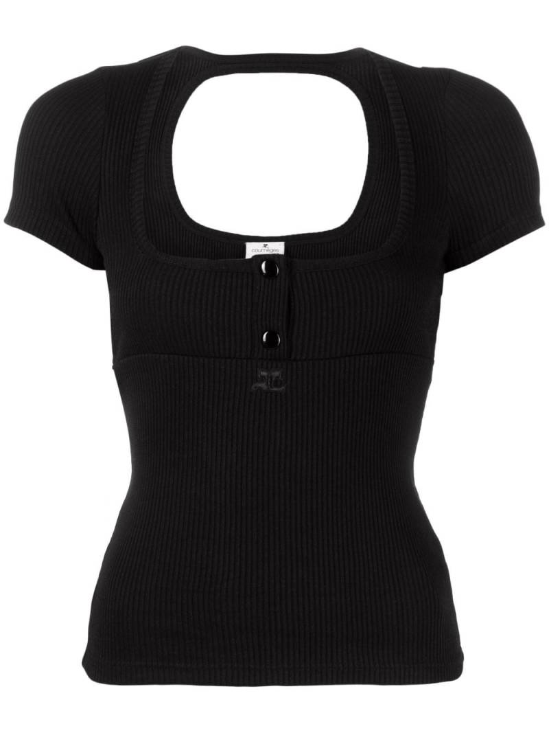 Courrèges cut-out short-sleeve T-shirt - Black von Courrèges