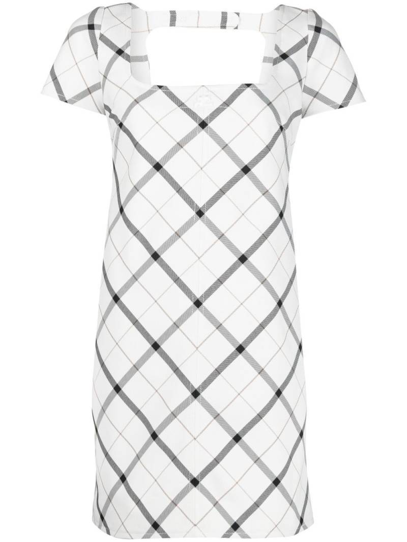 Courrèges diamond-check short-sleeve dress - White von Courrèges