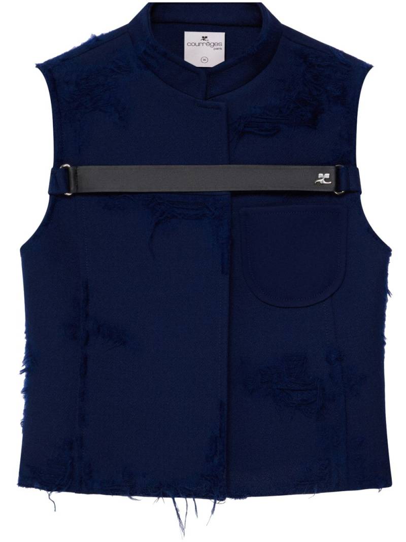 Courrèges distressed-effect strap-detailed jacket - Blue von Courrèges