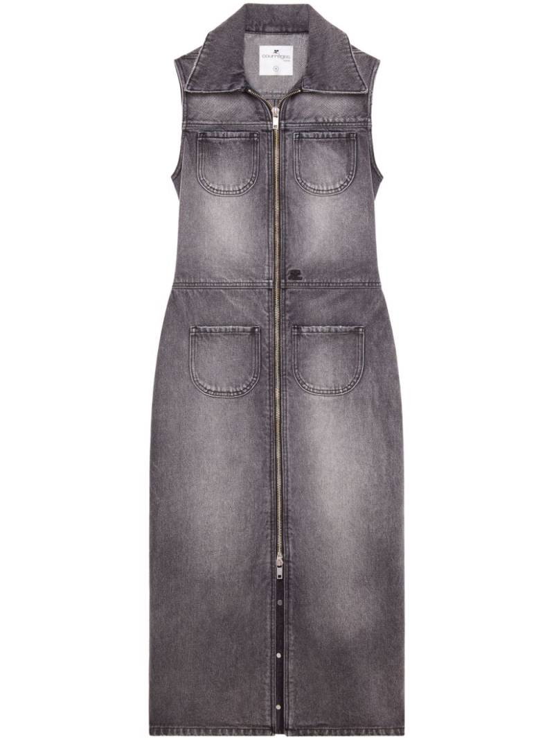 Courrèges double-pockets denim midi dress - Grey von Courrèges