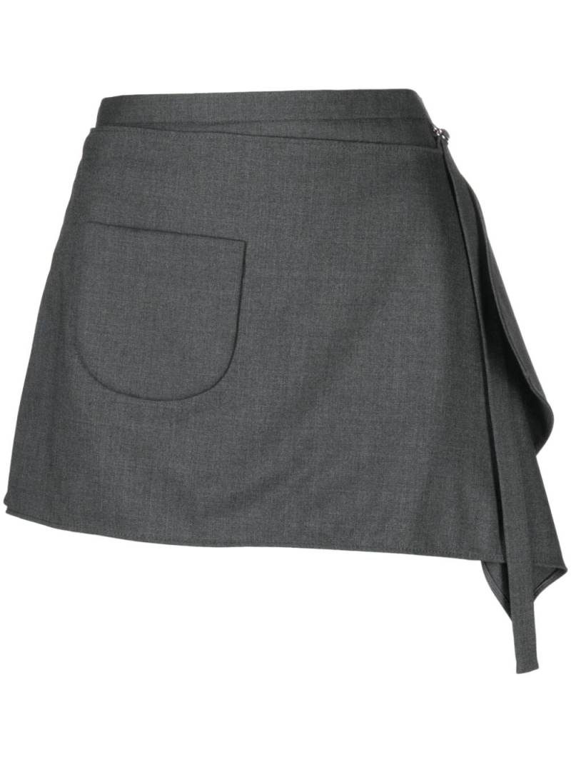 Courrèges draped virgin wool-blend mini skirt - Grey von Courrèges