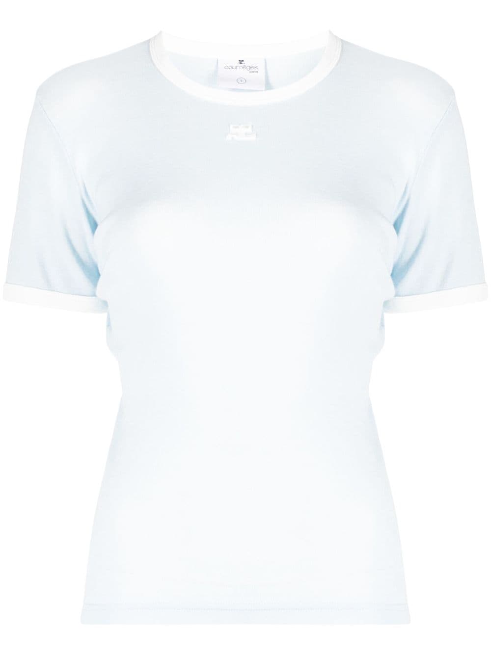 Courrèges embroidered-logo cotton T-Shirt - Blue von Courrèges